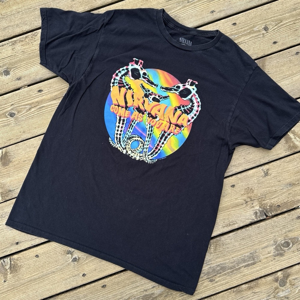 Nirvana Come As You Are Seahorse Band T Shirt Grunge Black L